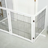 PawHut Wooden Dog Gate for Small & Medium Dogs 4 Panel w/ Support Feet Foldable Pet Fence for House Doorway White(m-8)