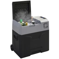 Outsunny 50 Liter Car Refrigerator Portable Freezer 12/24V Electric Cooler Box for Camping, Travel, Picnic, Down to -20℃(m-11)