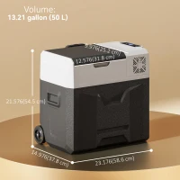 Outsunny 50 Liter Car Refrigerator Portable Freezer 12/24V Electric Cooler Box for Camping, Travel, Picnic, Down to -20℃(m-3)