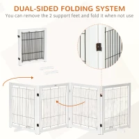 PawHut Wooden Dog Gate for Small & Medium Dogs 4 Panel w/ Support Feet Foldable Pet Fence for House Doorway White(m-5)