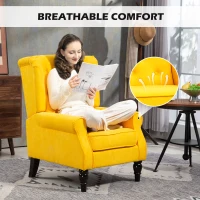 HOMCOM Wingback Accent Chair for Living Room, Button-Tufted Lounge Chair with Round Armrests and Wood Legs, Yellow(m-6)