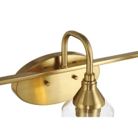Twilight Three-Light Vanity Light with Contemporary Design, Brushed Gold Finish, Clear Glass, 7.5" L x 22" W x 10" H, Clear+Gold(m-8)