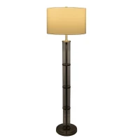 Nimbus Brushed Nickel Floor Lamp with 3-Way Rotary Switch, Clear Glass Body, Metal Base, 18" L x 18" W x 63" H, Silver Gray+White(m-3)