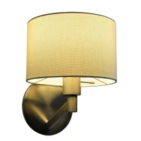 Modern Wall Lamp with Rotary Switch, Brushed Nickel Base, Fabric Shade, Ideal for Bedroom, Living Room, 9" L x 10" W x 11" H, Silver+White(m-4)