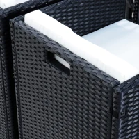 Outsunny 5 Pieces Wicker Patio Dining Set Outdoor Furniture Set with Removable Cushions, Glass Top Dining Table, PE Rattan Conversation Set for Garden Poolside Backyard, Cream(m-11)