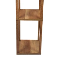 Pinnacle Shelf Floor Lamp with Built-in Shelves, Natural Wood and Long Shade, 10" L x 10" W x 62" H, Natural+White(m-9)