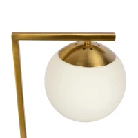 Globe Table Lamp with Opal Glass, Inline Dimmer Switch, Brass Material, Perfect for Bedroom, Living Room, 9" L x 7" W x 20" H, Gold+White(m-7)