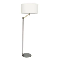 Serene Brushed Nickel Floor Lamp with Rotary Switch, Metal Base, White Linen Shade, 20" L x 20" W x 61" H, White