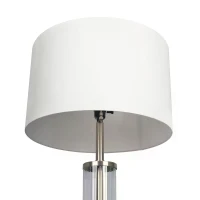 Nimbus Brushed Nickel Floor Lamp with 3-Way Rotary Switch, Clear Glass Body, Metal Base, 18" L x 18" W x 63" H, Silver Gray+White(m-4)