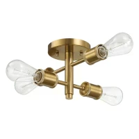 Ephemeral Four-Light Semi Flush Mount Ceiling Pendant for Hallway, Kitchen, Bedroom, Living Room, 11" L x 9" W x 6.5" H, Clear+Gold(m-8)