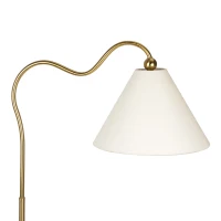 Majestic Brass Ring Base Curved Floor Lamp with Triangle Drum Shade, Elegant Design,19" L x 12" W x 60" H, Gold+White(m-6)