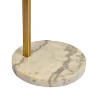 Oasis Long Arm Adjustable Floor Lamp with Round Marble Base, Brass Construction, 38" L x 11" W x 69" H, Gold+White(m-7)