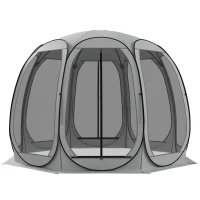 Outsunny 11' x 11.5' Screen Tent, Pop Up Camping Gazebo with Portable Carry Bag and 2 Doors, Grey(m-2)