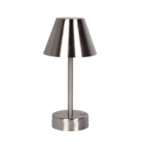 Elegance Rechargeable LED Table Lamp with Touch Switch, Brushed Nickel Finish, Metal Construction, 5" L x 5" W x 10.5" H, Brushed Nickel+Silver