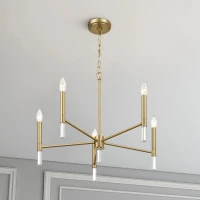 Courtyard Five Light Candle Light Chandelier with Elegant Design, Golden Brass Finish, 24" W x 24" L x 18" H, Clear+Gold(m-6)