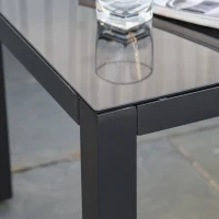 Outsunny 4 Pieces Patio Furniture Set, All Aluminum Frame Outdoor Sofa Set PE Rattan Sofa with 2 Cushioned Sofas, 1 Loveseat and Coffee Table with Tempered Glass Top for Garden, Backyard, Black, Grey(m-11)