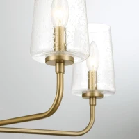 Dazzle Five-Light Chandelier with Clear Seeded Glass, Satin Brass Finish, Elegant and Sophisticated Design, 26.5" L x 26.5" W x 11" H, Clear+Gold(m-6)