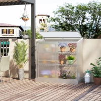 Outsunny Aluminum Cold Frame Greenhouse, Raised Planter Bed Protection with Openable Top and 2 Shelves for Outdoor Indoor(m-8)