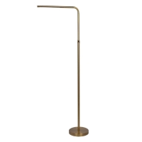Verve Brassed Floor Lamp with On/Off Switch, Adjustable LED Round Base, 24" L x 10" W x 63" H, Gold