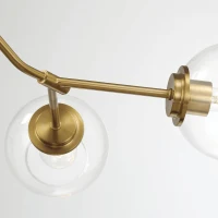 Jewel Four-Light Modern Farmhouse Chandelier with Clear Glass, Ceiling Hanging Light Fixture for Kitchen Island Dining Room, 36" L x 20" W x 8" H, Clear+Gold(m-7)