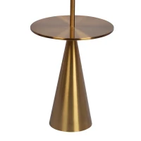 Celestial Modern Floor Lamp with Brass Accent Table, Large White Shade, 17" L x 17" W x 70" H, Gold+White(m-7)