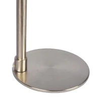 Brushed Nickel Table Lamp with On/Off Switch, Curved Metal Base, Linen Shade, Ideal for Home Decor, 11" L x 11" W x 19" H, Silver+White(m-4)