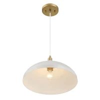 Pendant Lamp with Astral Single Light, Brass Finish for Entrance or Kitchen Island, 14" L x 14" W x 8" H, Gold+White(m-1)