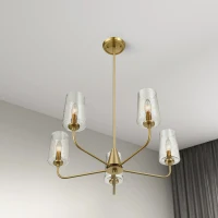 Dazzle Five-Light Chandelier with Clear Seeded Glass, Satin Brass Finish, Elegant and Sophisticated Design, 26.5" L x 26.5" W x 11" H, Clear+Gold(m-5)