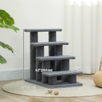 PawHut 4-Step Multi-Level Carpeted Cat Scratching Post Pet Stairs, Grey(m-3)