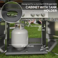 Outsunny 4+1 Burner Liquid Propane Gas Grill Outdoor Portable BBQ with Side Burner, Warming Rack, Side Shelf, Storage Cabinet, Thermometer, 4 Wheels, Tank Holder, Silver(m-7)