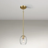 Single Pendant Chain Hanging Light with Clear Glass Shade, Satin Brass Finish, Ideal for Dining Room, Foyer, 5" L x 5" W x 7.5" H, Clear+Gold(m-1)