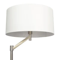 Serene Brushed Nickel Floor Lamp with Rotary Switch, Metal Base, White Linen Shade, 20" L x 20" W x 61" H, White(m-4)