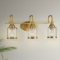 Twilight Three-Light Vanity Light with Contemporary Design, Brushed Gold Finish, Clear Glass, 7.5" L x 22" W x 10" H, Clear+Gold(m-1)