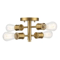 Ephemeral Four-Light Semi Flush Mount Ceiling Pendant for Hallway, Kitchen, Bedroom, Living Room, 11" L x 9" W x 6.5" H, Clear+Gold(m-2)