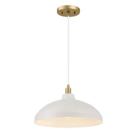 Pendant Lamp with Astral Single Light, Brass Finish for Entrance or Kitchen Island, 14" L x 14" W x 8" H, Gold+White(m-5)
