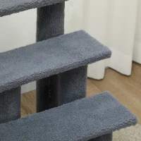 PawHut 4-Step Multi-Level Carpeted Cat Scratching Post Pet Stairs, Grey(m-11)