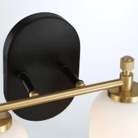 Vortex Two Lights Vanity Wall Sconce with White Frosted Glass, Traditional Style for Over Bathroom Mirror, 10.5" L x 5.5" W x 10" H, Gold+White(m-8)