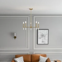 Courtyard Five Light Candle Light Chandelier with Elegant Design, Golden Brass Finish, 24" W x 24" L x 18" H, Clear+Gold(m-5)