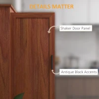 HOMCOM 64" 4-Door Kitchen Pantry, Freestanding Storage Cabinet with 3 Adjustable Shelves for Kitchen, Brown(m-7)