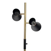 Axis Brassed Gold Floor Lamp with 4-Way Switch, Double Spots, Metal Base, 22" L x 10" W x 62" H, Black+Gold(m-5)