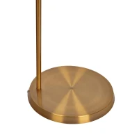 Zenith Offset Brass Base Floor Lamp with Drum-Shaped Linen Shade, Elegant Living Room Lighting, 16" L x 16" W x 61" H, Gold+White(m-7)