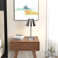 Elegance Rechargeable LED Table Lamp with Touch Switch, Brushed Nickel Finish, Metal Construction, 5" L x 5" W x 10.5" H, Brushed Nickel+Silver(m-1)