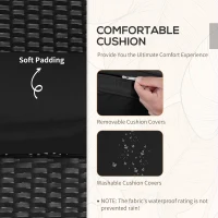 Outsunny 3 Pieces Wicker Patio Furniture Set, Rattan Bistro Set with Glass Top Coffee Table and Cushions, Outdoor Conversation Set for Garden, Porch, Balcony, Black(m-5)