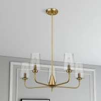 Dazzle Five-Light Chandelier with Clear Seeded Glass, Satin Brass Finish, Elegant and Sophisticated Design, 26.5" L x 26.5" W x 11" H, Clear+Gold(m-1)