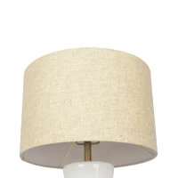 Cascade Glass Table Lamp with Golden Base, Off-White Glass Shade, Elegant Design, 14" L x 14" W x 24.5" H, Gold+White(m-6)