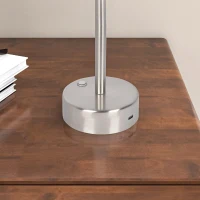 Elegance Rechargeable LED Table Lamp with Touch Switch, Brushed Nickel Finish, Metal Construction, 5" L x 5" W x 10.5" H, Brushed Nickel+Silver(m-6)