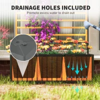 Outsunny Wooden Raised Garden Bed with Trellis, Removable Pots for Backyard, Patio, Balcony, 29" x 11" x 52", Teak(m-6)