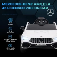 Qaba Mercedes-Benz AMG Licensed 12V Kids Ride on Car with Remote Control, Rear Suspension, LED Lights, Music, White(m-4)