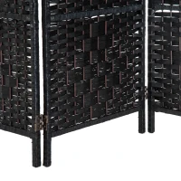 HOMCOM Room Divider, 3 Panel Folding Privacy Screen, 6FT Tall Portable Wicker Weave Partition Wall Divider for Bedroom, Home Office, Black(m-9)
