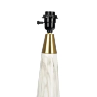 Table Lamp with On/Off Switch, Faux Marble Base, Fabric Shade, Perfect for Living Room, Bedroom, Office, 14" L x 14" W x 25" H, Gold+White(m-5)